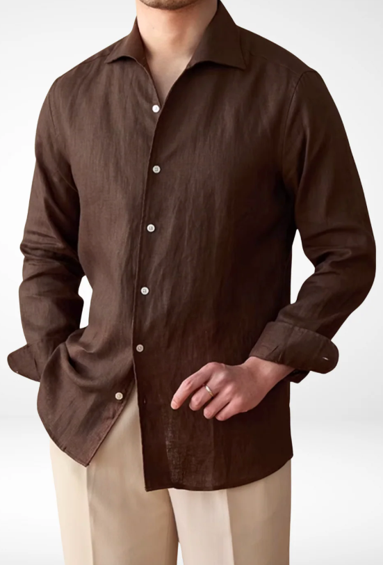 Costal Shirt Linen-Dark brown